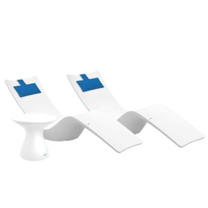 Autograph 3 Pc Set Polyresin Chaise Lounge Set in White w/ Capri Pillow by Ledge Lounger