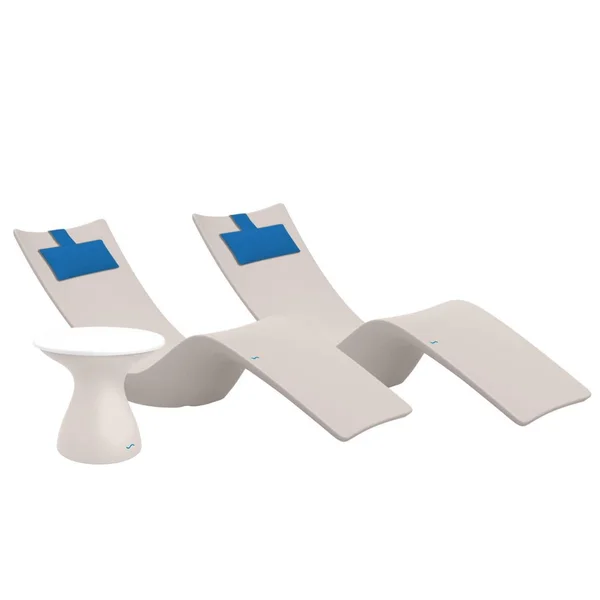 Autograph 3 Pc Set Polyresin Chaise Lounge Set in Cloud/White w/ Capri Pillow by Ledge Lounger