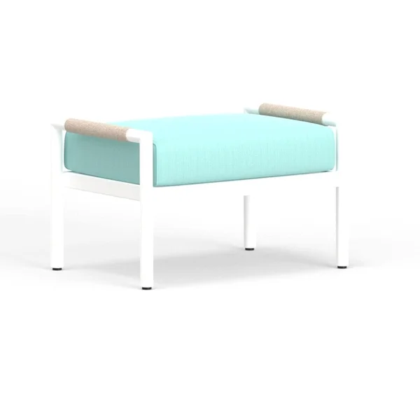 Sabbia Aluminum Ottoman in Dupione Celeste w/ No Welt By Sunset West