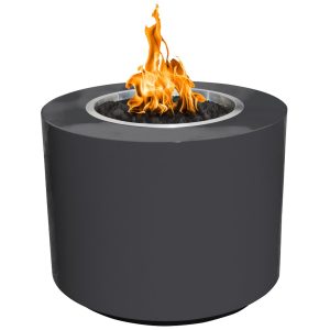 Beverly 42 Inch Round Powder Coated Steel Natural Gas Fire Pit in Gray by The Outdoor Plus