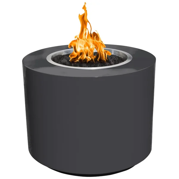Beverly 30 Inch Round Powder Coated Steel Natural Gas Fire Pit w/ Glow Plug in Gray by The Outdoor Plus