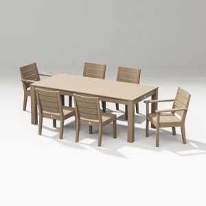 Latitude 7 Pc Parsons Table Dining Set in Vintage Sahara By PW Designer Series