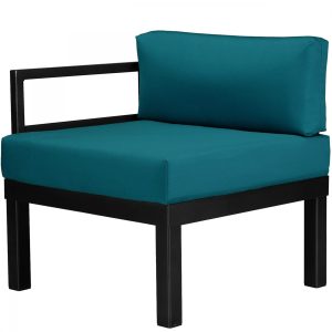 Ashbee Aluminum Sectional Left Arm Club Chair in Textured Black/Peacock by Telescope Casual