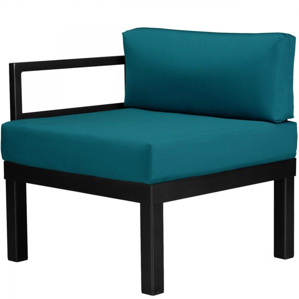 Ashbee Aluminum Sectional Left Arm Club Chair in Textured Black/Peacock by Telescope Casual