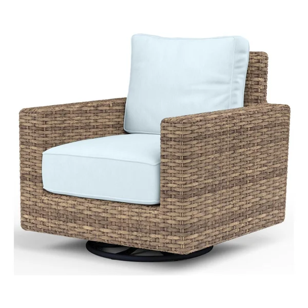Havana Wicker Swivel Rocker Club Chair in Tobacco/Canvas Skyline by Sunset West