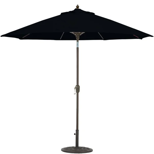 Galtech 9 Ft. Octagonal Aluminum Patio Market Umbrella W/ Crank Lift And Auto Tilt - Bronze Frame W/ Sunbrella Canvas Black Canopy