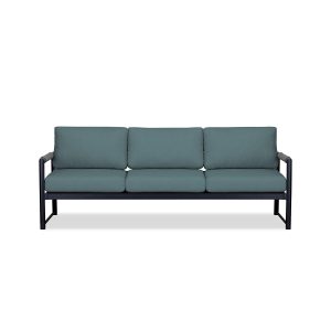 Avenue Bay 3 Person Aluminum Sofa in Black/Cast Lagoon by Lakeview Outdoor Designs