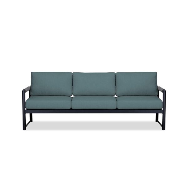 Avenue Bay 3 Person Aluminum Sofa in Black/Cast Lagoon by Lakeview Outdoor Designs