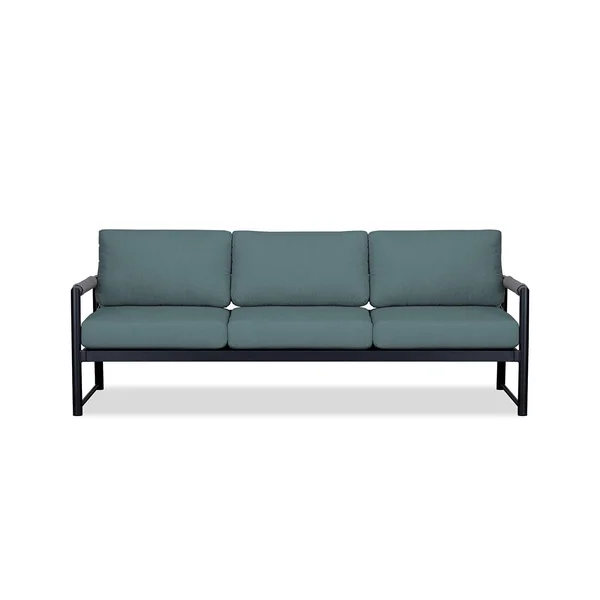 Avenue Bay 3 Person Aluminum Sofa in Black/Cast Lagoon by Lakeview Outdoor Designs