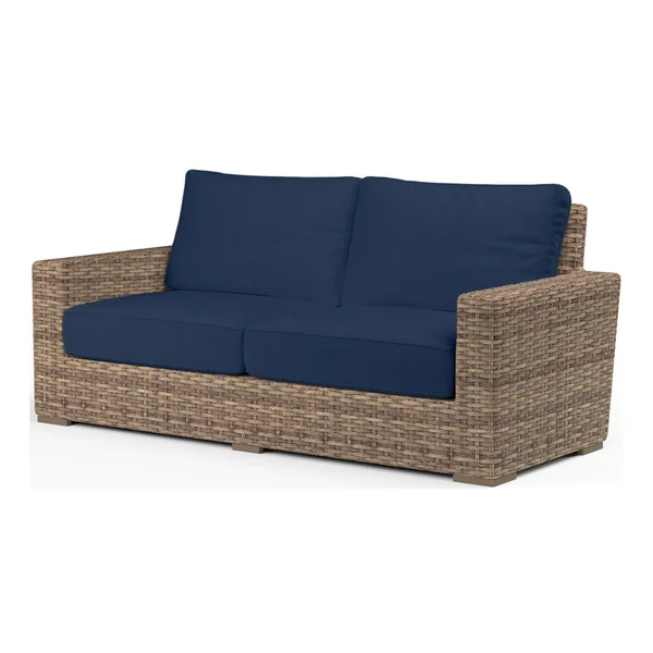 Havana Wicker Loveseat in Tobacco/Spectrum Indigo by Sunset West