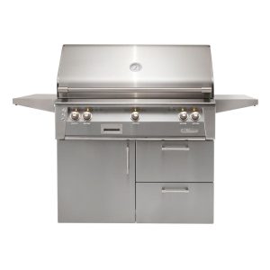 Alfresco ALXE 42-Inch Freestanding Propane Grill On Deluxe Cart With Rotisserie in Signal Gray - ALXE-42CD-LP-S7004