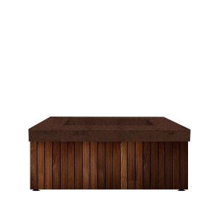 Canyon Bay 42 Inch Square GFRC Natural Gas Fire Pit Table in Cafe by Lakeview Outdoor Designs