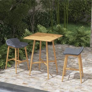 Dove Cay 3 Pc Aluminum Bar Set in Natural Wood by Lakeview Outdoor Designs