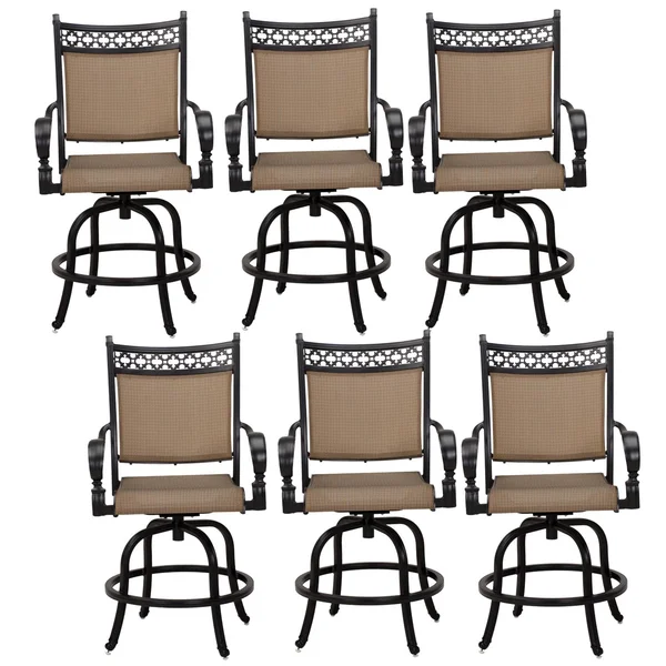 Mountain View Cast Aluminum 6 Pc Set Swivel Counter Height Bar Stool Set in Antique Bronze/Irish Mix by Darlee
