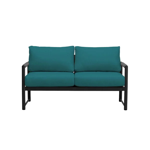 Avenue Bay 2 Person Aluminum Loveseat in Black/Spectrum Peacock by Lakeview Outdoor Designs