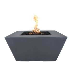 Redan 50 Inch Square GFRC Natural Gas Fire Pit in Gray by The Outdoor Plus