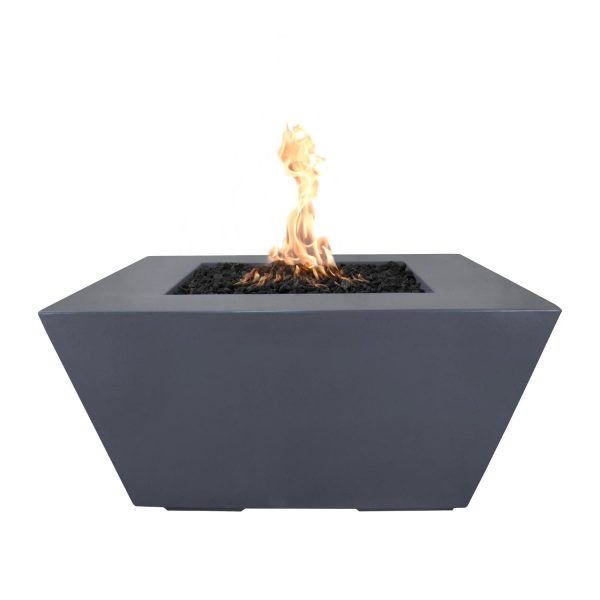 Redan 50 Inch Square GFRC Propane Fire Pit in Gray by The Outdoor Plus