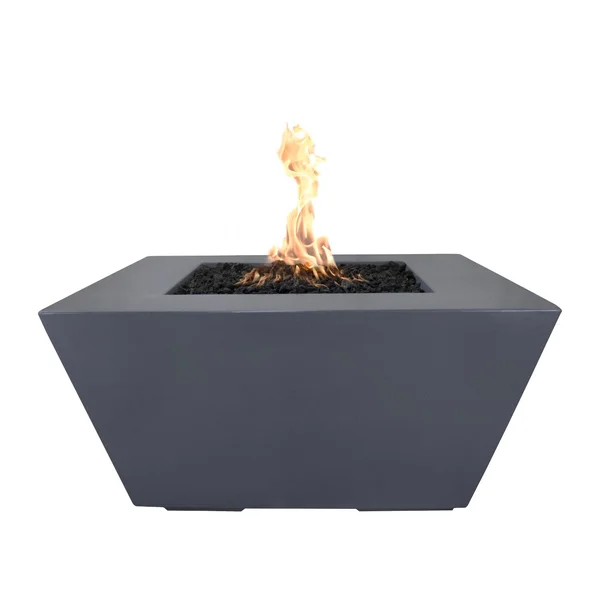 Redan 50 Inch Square GFRC Natural Gas Fire Pit in Gray by The Outdoor Plus