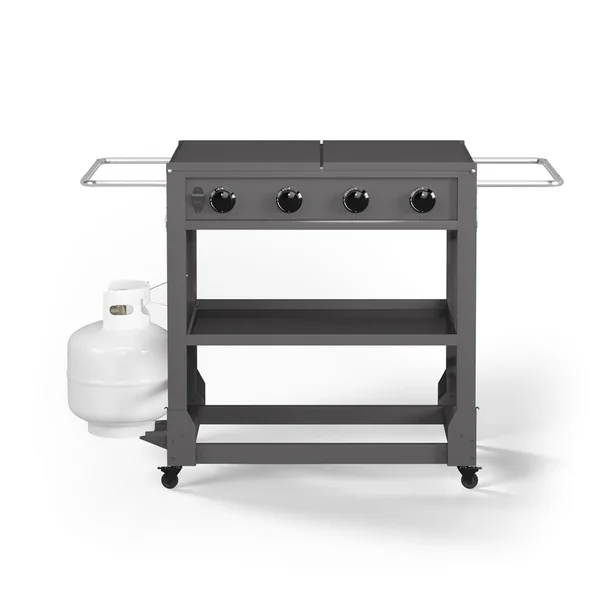 TYTUS Fresno Series 4-Burner Gunmetal Flat Top Griddle with Tool Set & Cover - TDT-471-0101