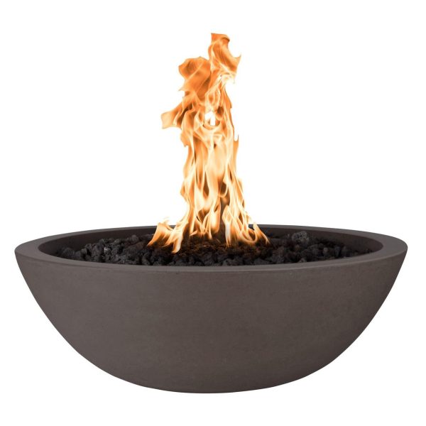 Sedona 27 Inch Round GFRC Natural Gas Fire Bowl w/ Key Valve in Chocolate by The Outdoor Plus