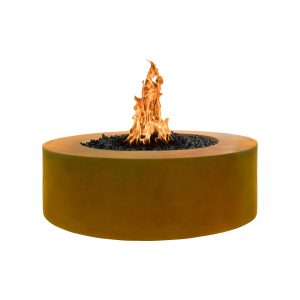 Unity 48 Inch Round Corten Steel Propane Fire Pit w/ Glow Plug in Copper by The Outdoor Plus