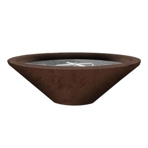 Ironwood Pedestal 31 Inch Round GFRC Propane Fire Bowl in Cafe by Lakeview Outdoor Designs
