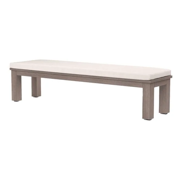 Laguna 72 Inch Aluminum Bench in Driftwood/Canvas Natural by Sunset West