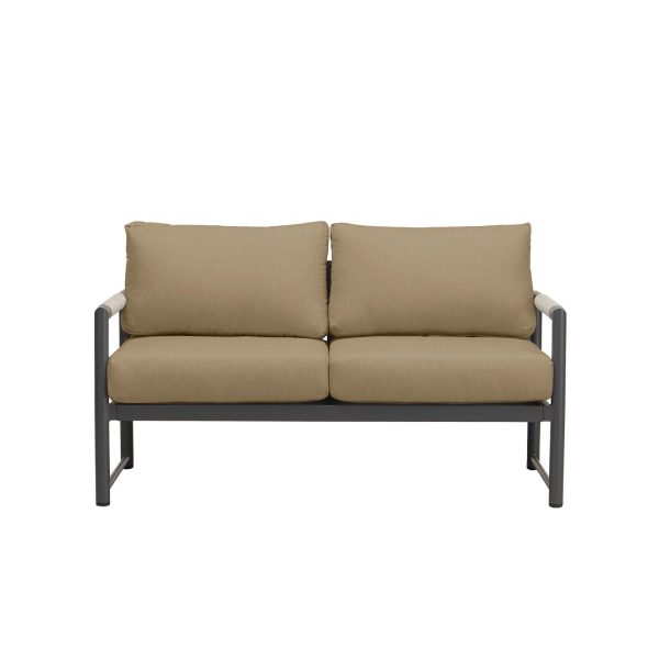 Avenue Bay 2 Person Aluminum Loveseat in Slate/Heather Beige by Lakeview Outdoor Designs