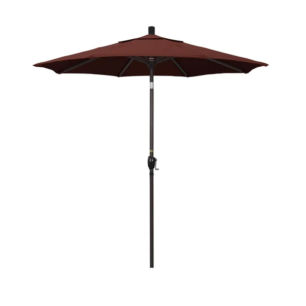 California Umbrella 7.5 Ft. Octagonal Aluminum Push Button Tilt Patio Umbrella W/ Crank Lift & Aluminum Ribs - Bronze Frame / Sunbrella Canvas Henna Canopy