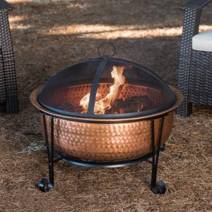 Grandwood 26 Inch Round Copper Wood-Burning Fire Pit in Copper by Ultimate Patio