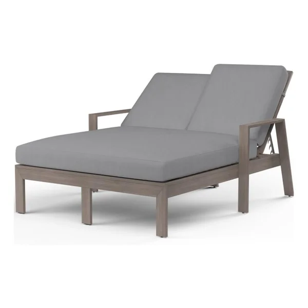 Laguna Aluminum Double Chaise Lounge in Driftwood/Canvas Granite by Sunset West