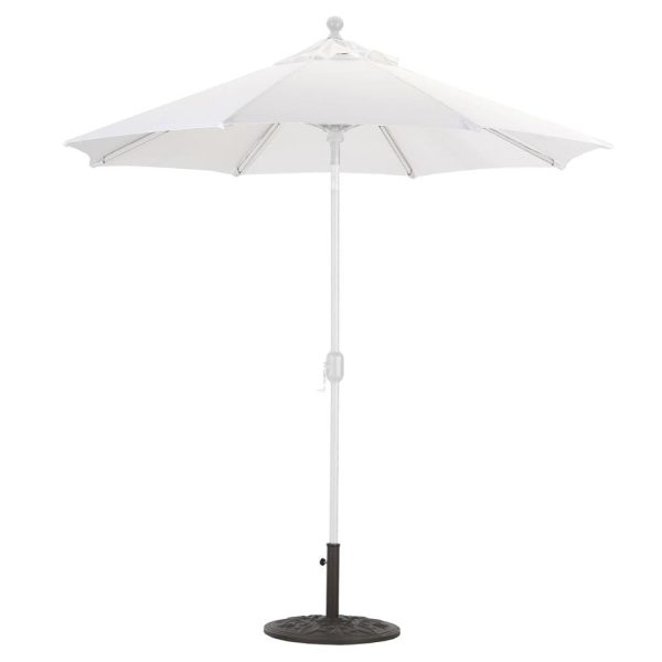 Galtech 7.5 Ft. Octagonal Aluminum Patio Market Umbrella W/ Crank Lift And Deluxe Auto Tilt - White Frame W/ Sunbrella Canvas Natural Canopy