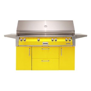 Alfresco ALXE 56-Inch Freestanding Propane All Grill With Sear Zone And Rotisserie in Traffic Yellow - ALXE-56BFGC-LP-S1023