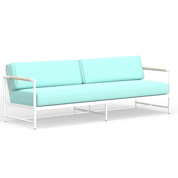 Sabbia Aluminum Sofa in Dupione Celeste w/ No Welt By Sunset West