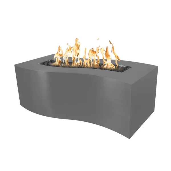 Billow 60 Inch Rectangular Powder Coated Steel Natural Gas Fire Pit w/ Glow Plug in Gray by The Outdoor Plus