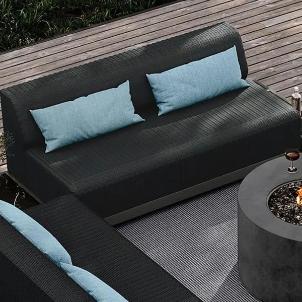 Grande Resin Wicker Loveseat Sofa in Smoke/Coal by Ebel