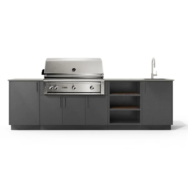 Urban Bonfire Mist 42 Outdoor Kitchen w/ Lynx Propane Grill, Sink, Keon Dekton Countertop & Anthracite Finish - B-Mist-42-Lynx-Keon-Anthracite