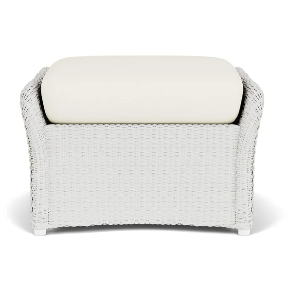 Weekend Retreat Lloyd Loom Ottoman in Matte White/Sailcloth Salt by Lloyd Flanders