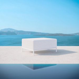 Kamari Aluminum Ottoman in Matte White/Cloud by Azzurro Living