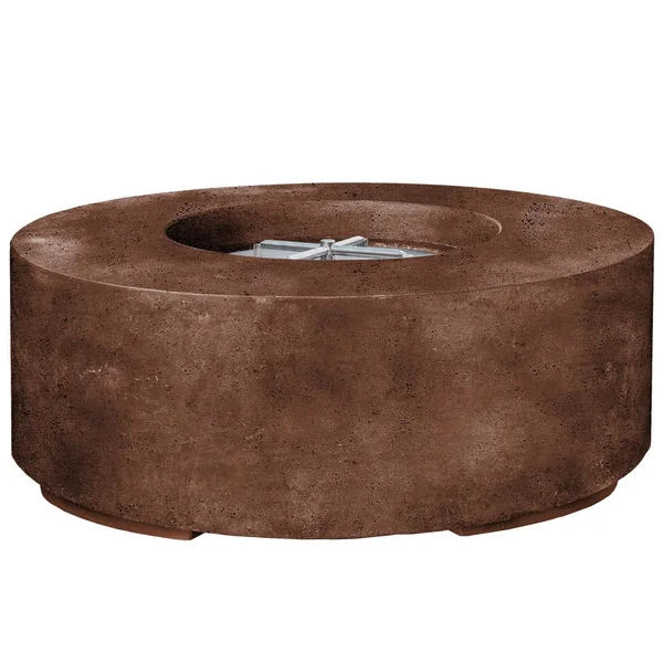 Stoneview 48 Inch Round GFRC Natural Gas Fire Bowl in Cafe by Lakeview Outdoor Designs