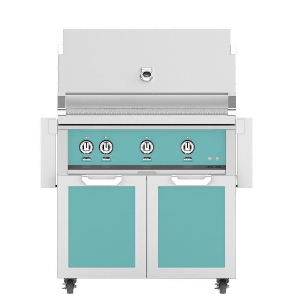 Hestan 36-Inch Natural Gas Grill W/ Sear Burner & Rotisserie On Double Door Tower Cart - Bora Bora - GMBR36-NG-TQ