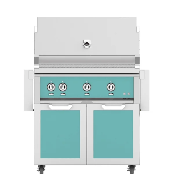 Hestan 36-Inch Natural Gas Grill W/ Sear Burner & Rotisserie On Double Door Tower Cart - Bora Bora - GMBR36-NG-TQ