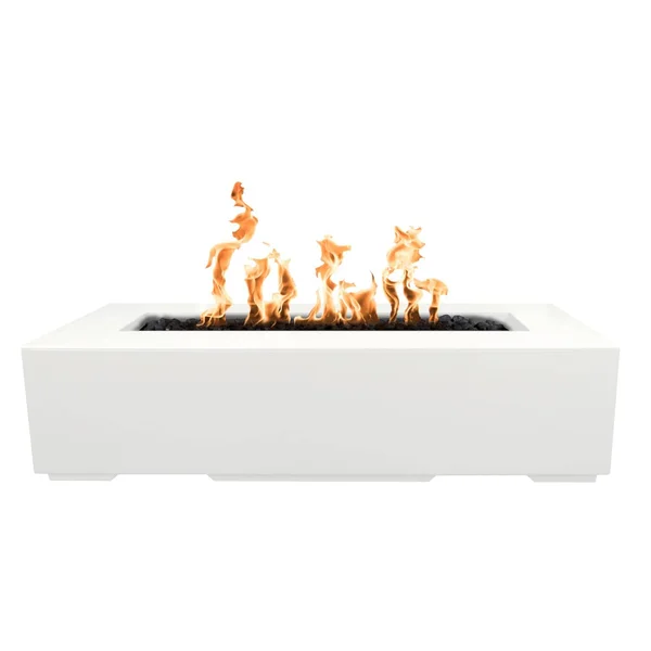 Regal 60 Inch Rectangular GFRC Natural Gas Fire Pit in Limestone by The Outdoor Plus