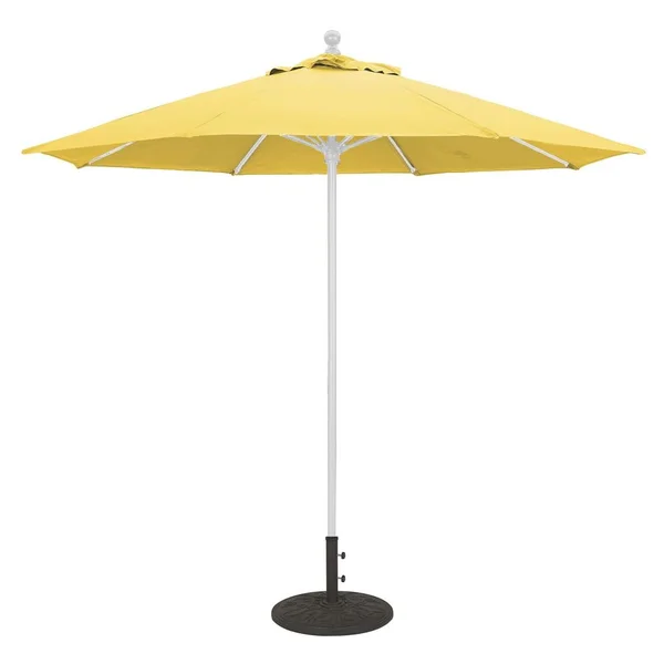 Galtech 9 Ft. Octagonal Aluminum Patio Market Umbrella W/ Push Lift - White Frame W/ Sunbrella Canvas Sunflower Yellow Canopy