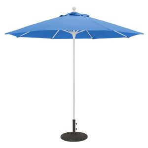 Galtech 9 Ft. Octagonal Aluminum Patio Market Umbrella W/ Push Lift - White Frame W/ Sunbrella Canvas Pacific Blue Canopy