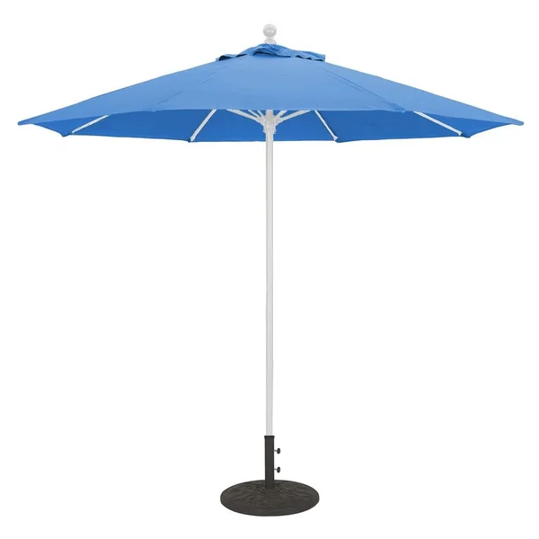 Galtech 9 Ft. Octagonal Aluminum Patio Market Umbrella W/ Push Lift - White Frame W/ Sunbrella Canvas Pacific Blue Canopy