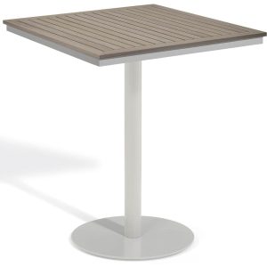 Travira 36 Inch Square Patio Bar Table W/ Tekwood Natural Top By Oxford Garden