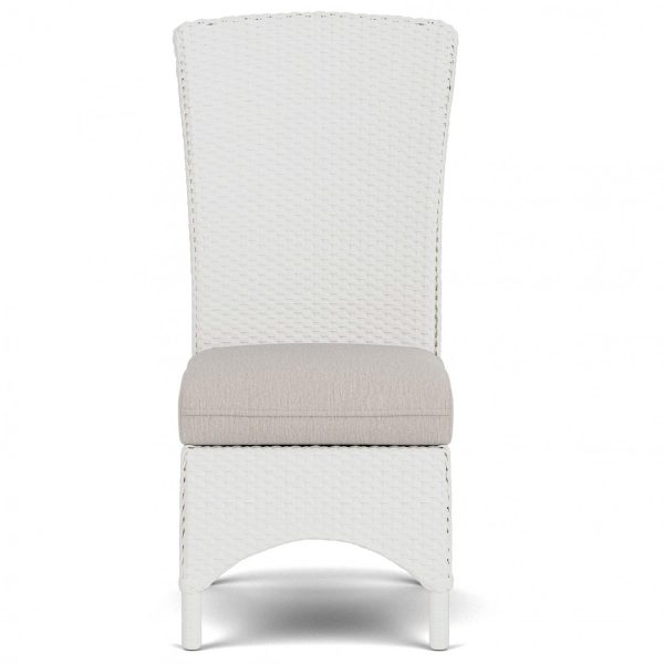 Mandalay Wicker Dining Side Chair in Matte White/Remy Cloud By Lloyd Flanders