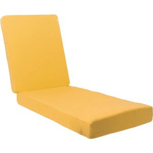 Sunbrella Canvas Buttercup Long Outdoor Replacement Chaise Lounge Cushion W/ Knife Edge By BBQGuys Signature