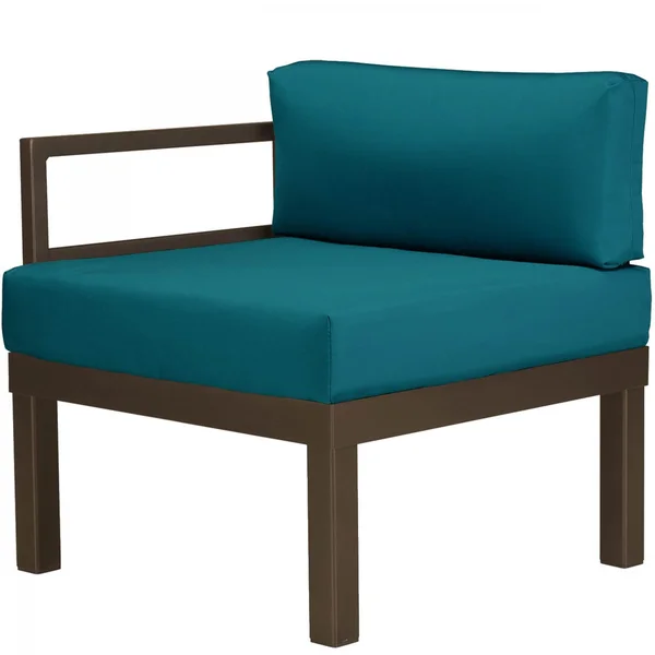 Ashbee Aluminum Sectional Left Arm Club Chair in Textured Kona/Peacock by Telescope Casual